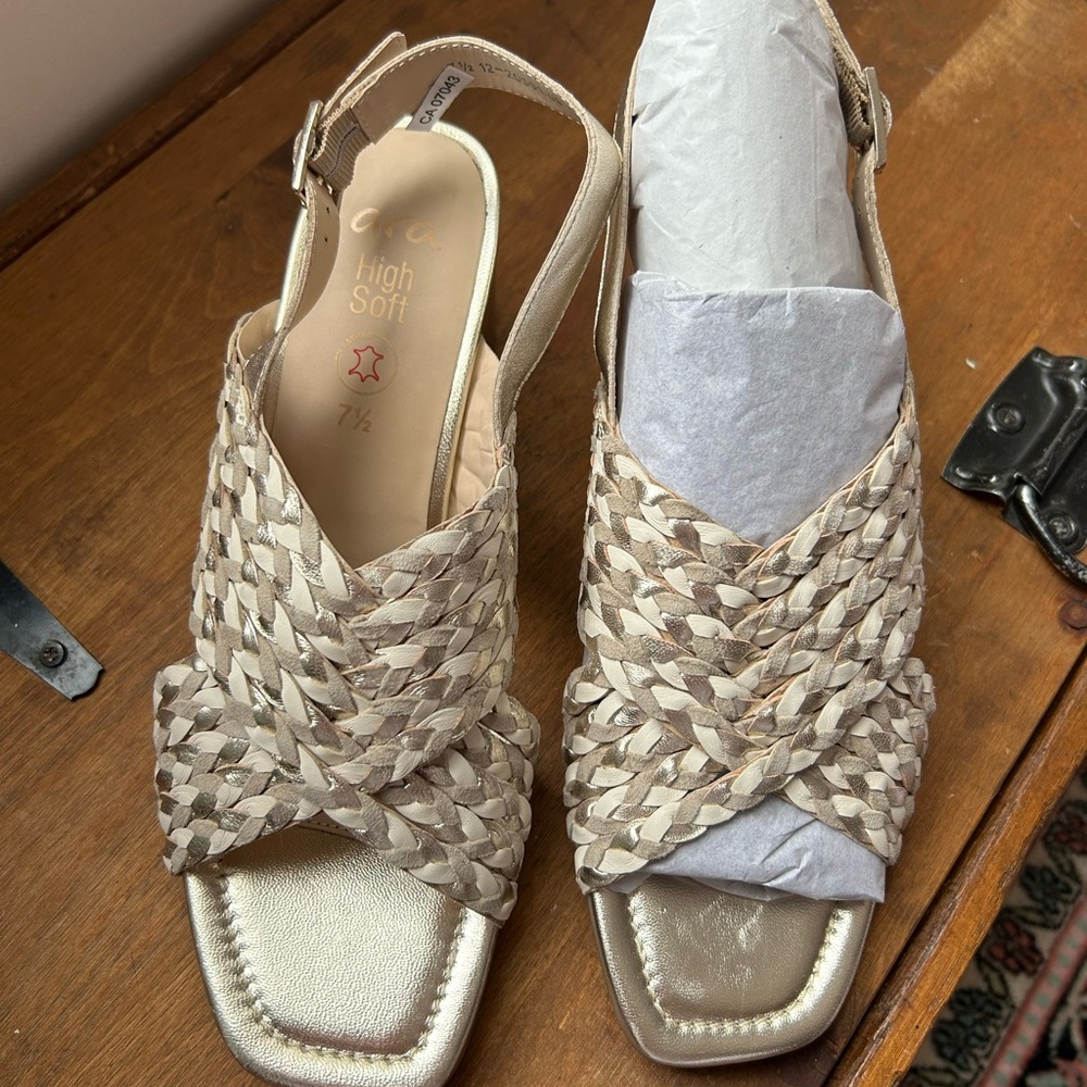 Ara metallic sling back sandals brand new